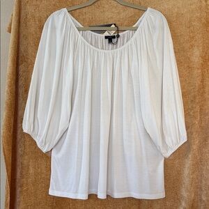 Talbots White Blouse with Balloon Sleeves